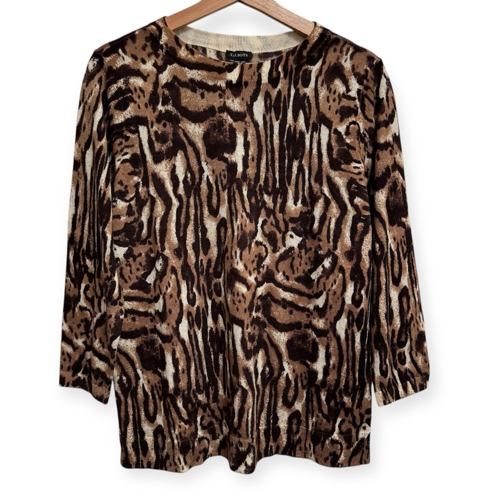 Talbots 100% Merino Wool Abstract Animal Print Sweater